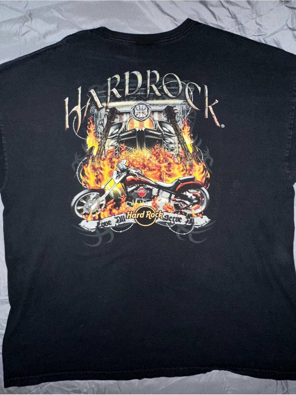 Hard Rock Cafe Black Motorcycle Flame Graphic Tee